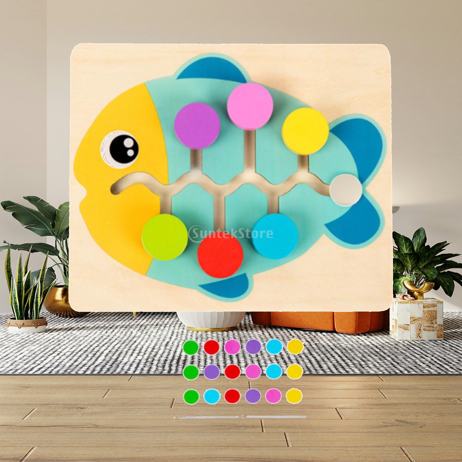 Board Game Strategi - 木製カラーマッチングスライドパズル 3歳 4歳 5歳 6歳 7歳
